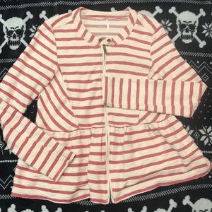 Free people red and cream striped sweater